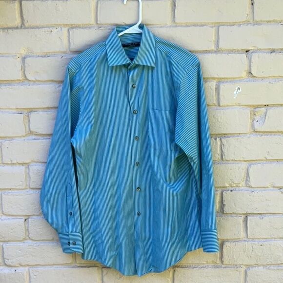 Take 50% OFF- Geoffrey Beene Men’s Long-sleeved Green Shirt, Size-15 - Picture 1 of 5